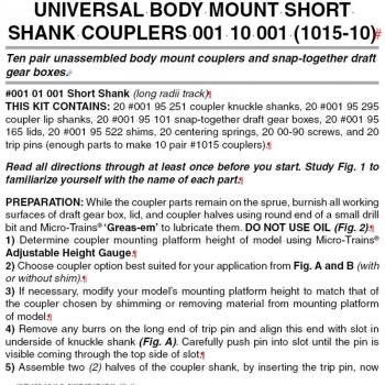 Universal BMC Short Shank unassembled, 10 Paar