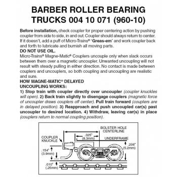 Barber Roller Bearing Drehgestell mit Kupplung, 10 Paar