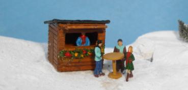 Glühweinstand mit Figuren und Stehtisch