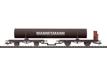 Drehschemelwagen-Paar H10, beladen mit Stahlröhre, DB, Ep.III
