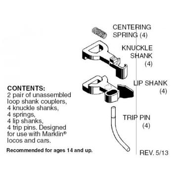 Short shank coupler for Märklin, 2 Paar