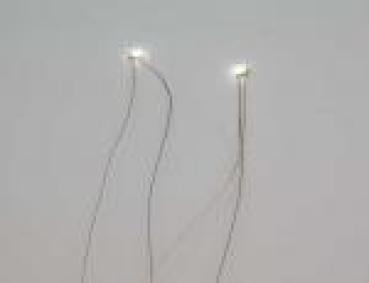 2 LEDs, weiß, micro, lange Drähte