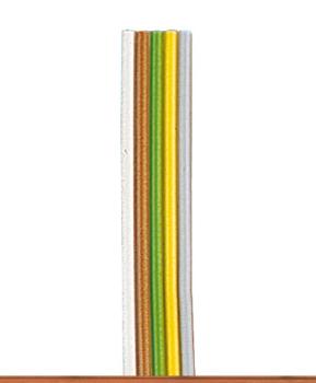 Flachbandlitze, 0,14mm², weiß/braun/grün/gelb/grau, 5m