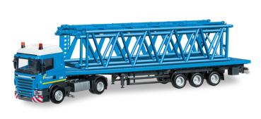 Scania R HL Rungen-Sattelzug mit Gittermastteilen für Liebherr Raupenkran LR 1600/2 "Felbermayr"