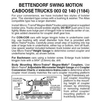 Bettendorf Swing Motion Trucks without couplers