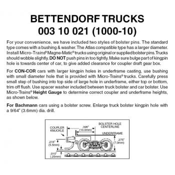 Bettendorf Trucks with short extension couplers