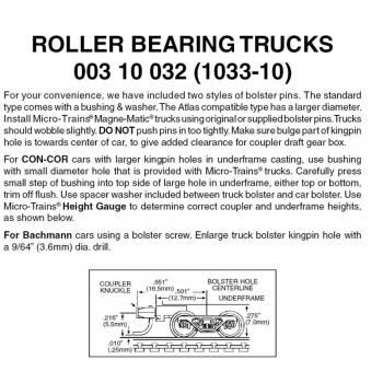 Roller Bearing Trucks with medium extension couplers