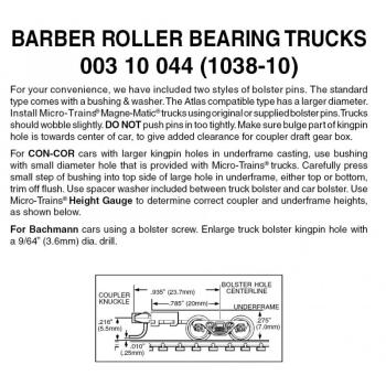 Barber Roller Bearing Trucks with long extension couplers