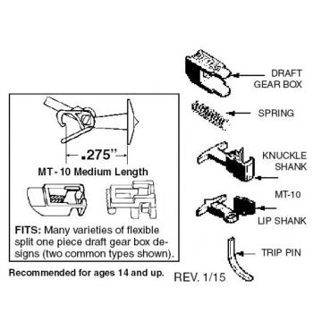 Unassembled medium "T" shank couplers with Adaptors