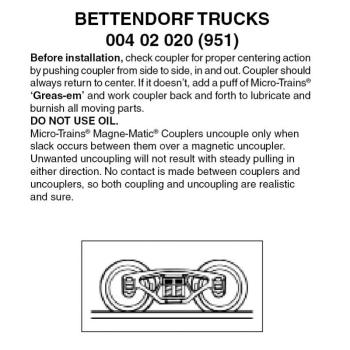 Bettendorf Drehgestell ohne Kupplung, 1 Paar