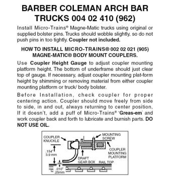 Barber Coleman Arch Bar Drehgestell ohne Kupplung, braun,1 Paar