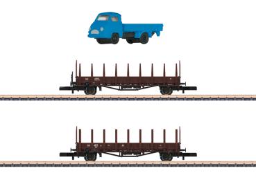 Rungenwagen-Set Rmms 33 + Hanomag-Pritsche, DB, 2-tlg., Ep.III