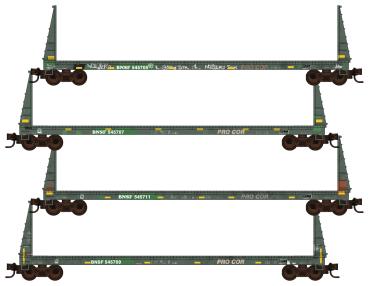 61’ Bulkhead Flat Car - BNSF/ex-Procor, 4-tlg.