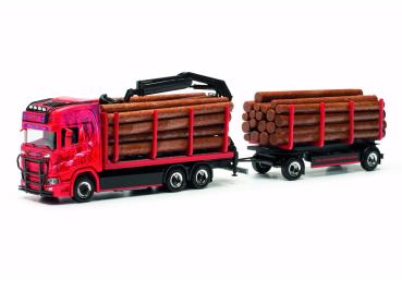 Scania CR20 HD Holztransporter-Hängerzug (mit Ladung) "Wurm Transporte"