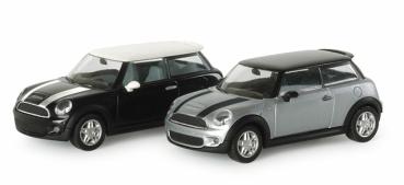 Mini Cooper S, silber-metallic, schwarzes Dach