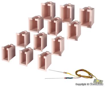 Hausbeleuchtungs-Startset, 12 Boxen, 4 verschiedene Größen, 1 LED weiß