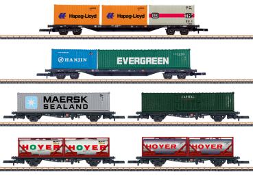 Containertragwagen-Set, DB-AG, 6-tlg., Ep.V