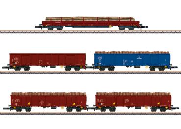 Güterwagen-Set Holztransport, PKP, 5-tlg., Ep.VI