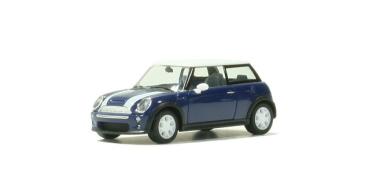 Mini Cooper S, blau, weißes Dach