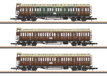 Abteilwagen-Set mit Bremserhaus, K.P.E.V., 3-tlg., Ep.I