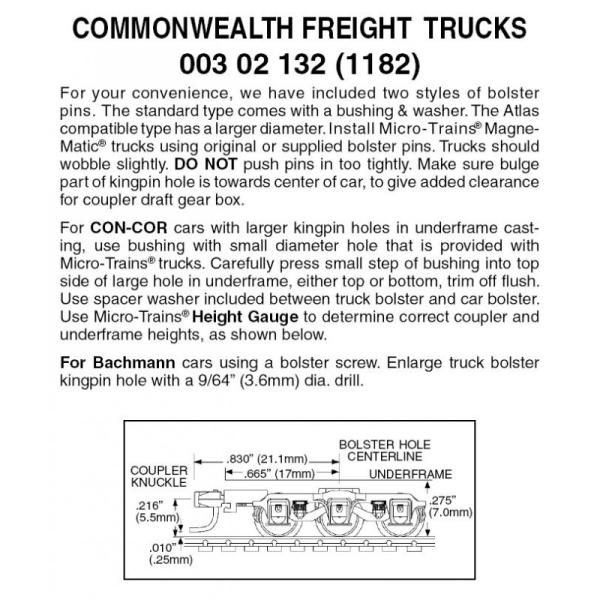 6-wheel Commonwealth Freight Trucks with medium extension couplers