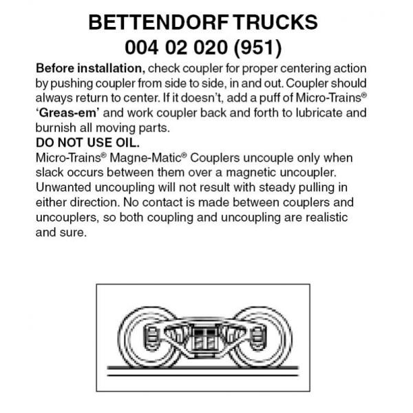 Bettendorf Drehgestell ohne Kupplung, 1 Paar