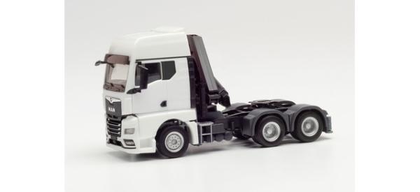 MAN TGX GX 6x4 Zugmaschine mit Ladekran und Stützen, weiß